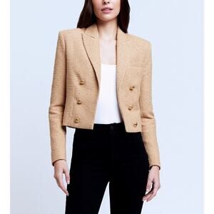 L'Agence 'Inez' Tan Tweed Blazer Size 12